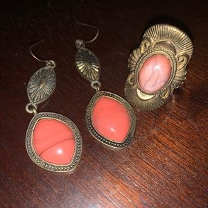 Vintage set earrings and ring